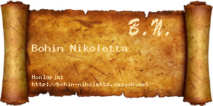 Bohin Nikoletta névjegykártya
